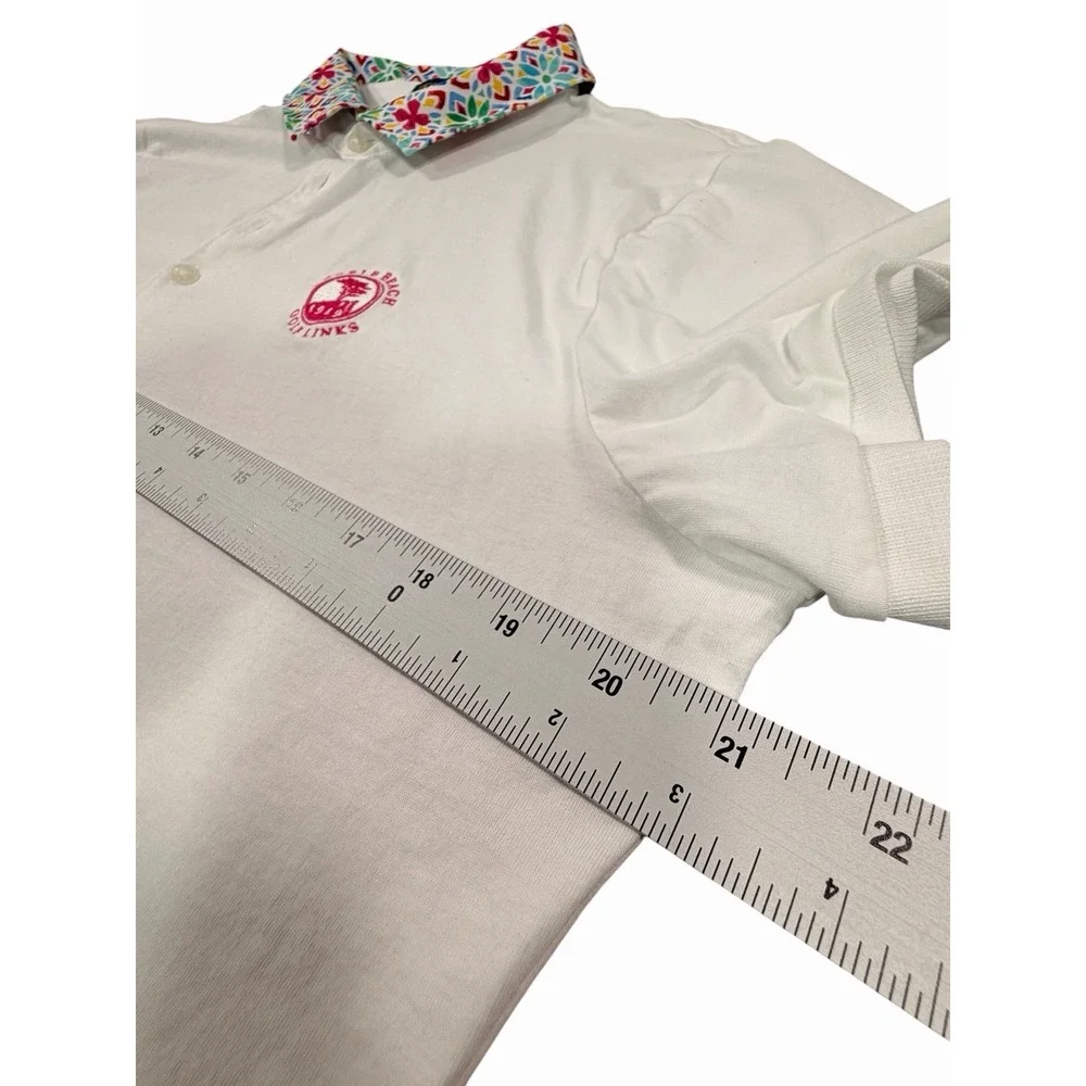 Polo Golf Ralph Lauren Pebble Beach Golf Links Polo Shirt XL White Floral Collar